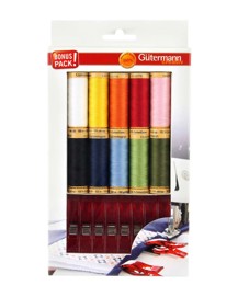 GUTERMANN Thread Set Natural Cotton 100m with Fabric Clips - 10 reels