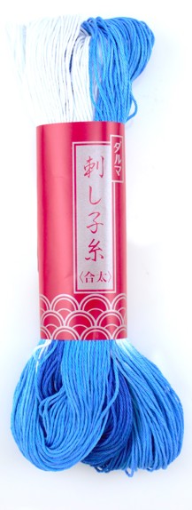 DARUMA Sashiko Thread 20/6 100m Skein Variegated Blue/White 53
