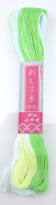 DARUMA Sashiko Thread 20/6 40m Skein Variegated Green/White 52