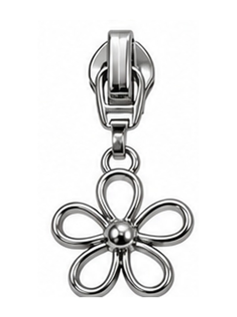 Zipper Pull Flower Large Silver