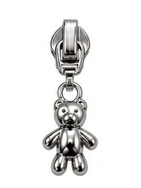 Zipper Pull Teddy Silver