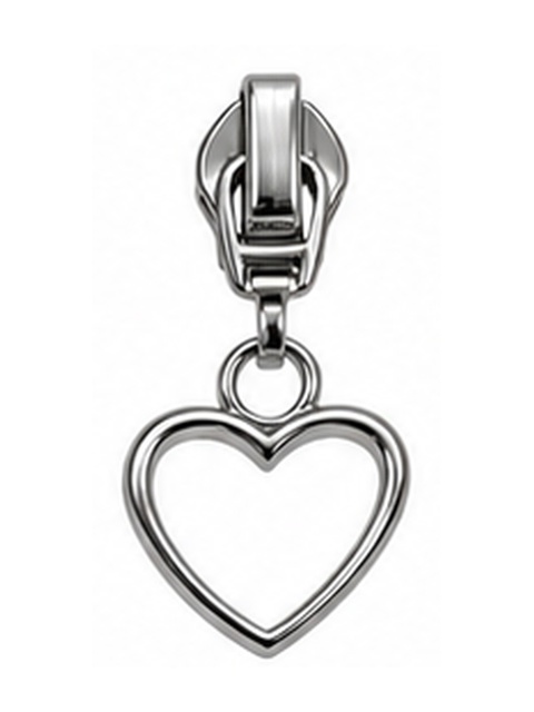 Zipper Pull Heart Silver