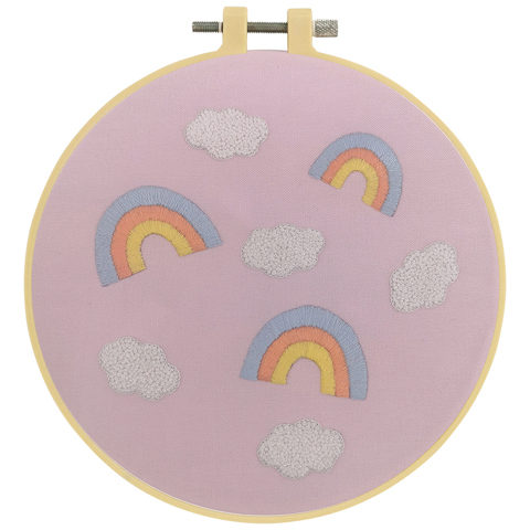 Embroidery Kit with Hoop 15cm - Clouds & Rainbows