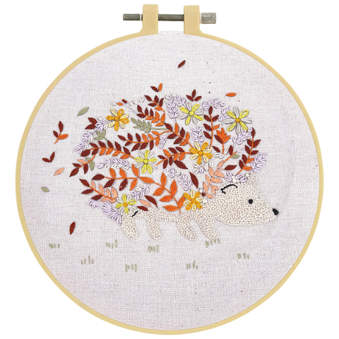 Embroidery Kit with Hoop 15cm - Floral Hedgehog