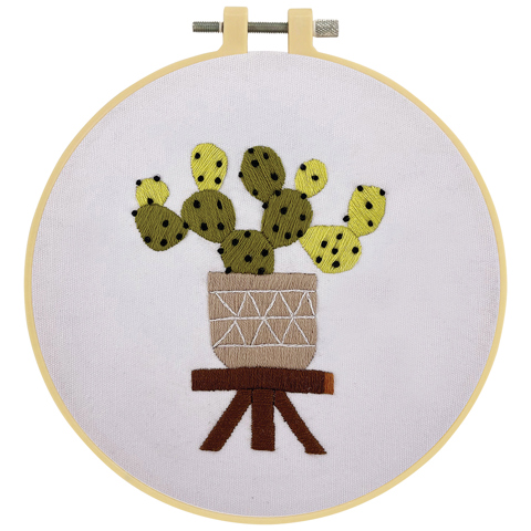 Embroidery Kit with Hoop 15cm - Cactus Pot