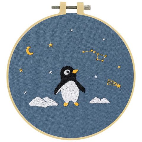 Embroidery Kit with Hoop 15cm - Penguin