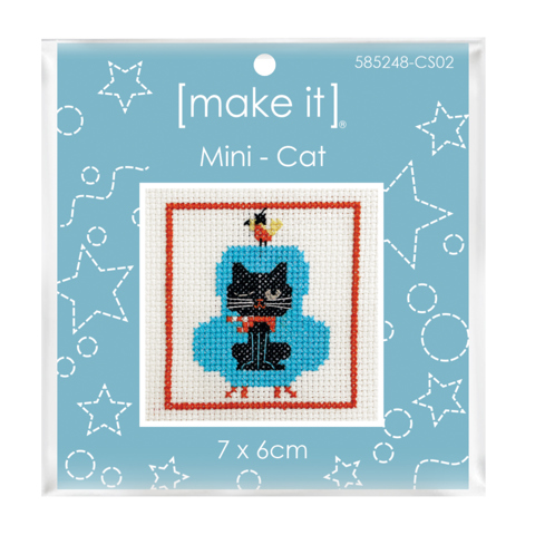 Mini Cross Stitch Kit 7 x 6cm - Cat