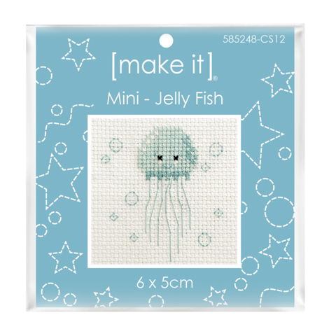 Mini Cross Stitch Kit 6 x 5cm - Jelly Fish