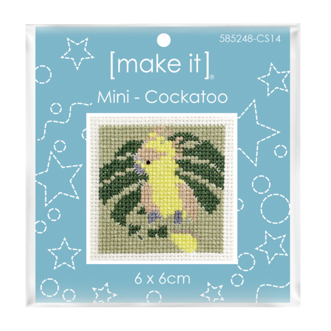 Mini Cross Stitch Kit 6 x 6cm - Cockatoo