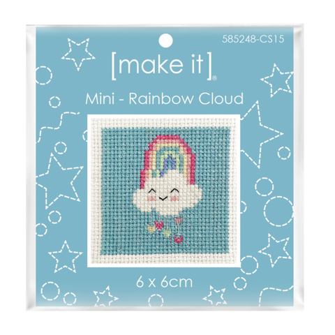 Mini Cross Stitch Kit 6 x 6cm - Rainbow Cloud