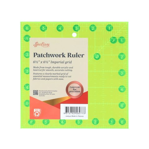 Sew Easy - Patchwork Ruler Non Slip Fluro Imperial 6.5 x 6.5in