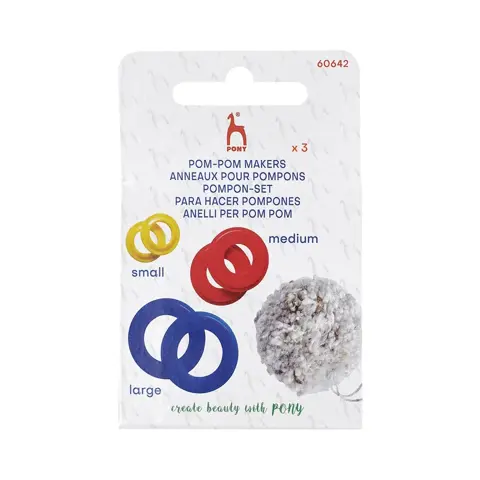 Pony - Pom Pom Makers Plastic 3pc - Assorted Sizes
