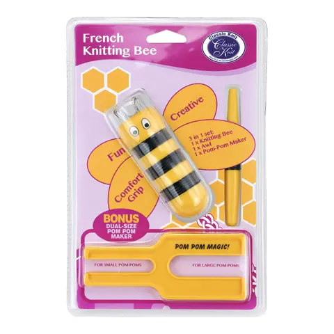 Classic Knit - French Knitting & Pom Pom Kit - Yellow Bee