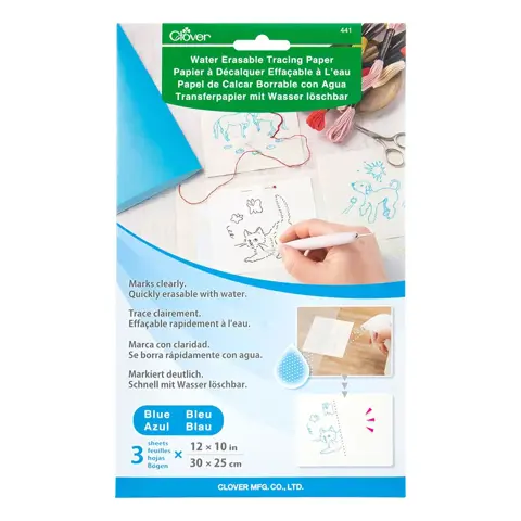 Clover - Tracing Paper Water Erasable Blue 30 x 25cm 3pcs