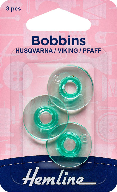 Hemline - Bobbin Plastic Husqvarna Viking (Blue/Green) 3pk 