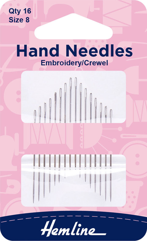 Hemline - Hand Needle Embroidery/Crewel 16pk - size 8