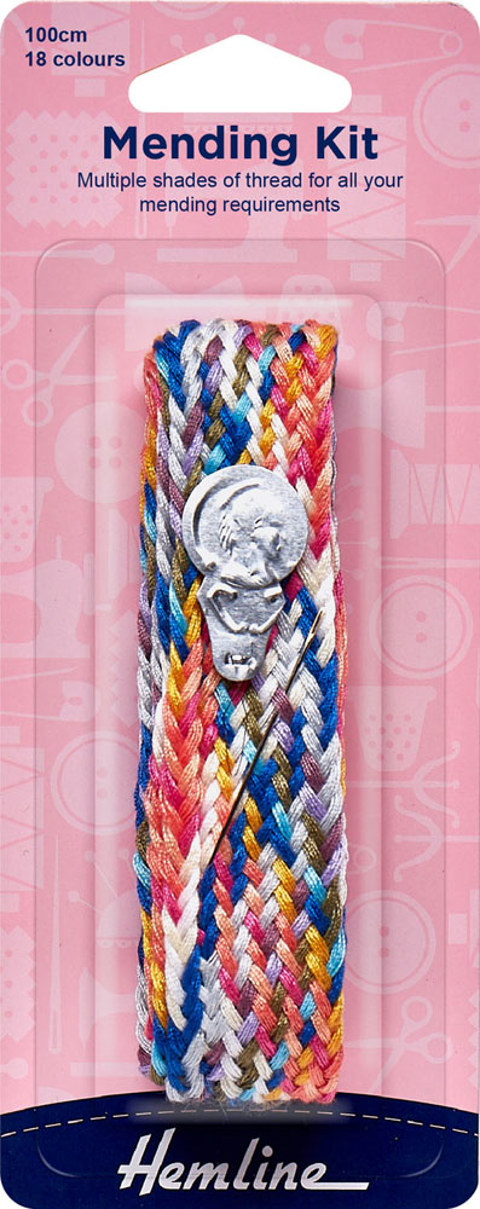 Hemline - Mending Plait / Thread 100cm - 18 assorted colours