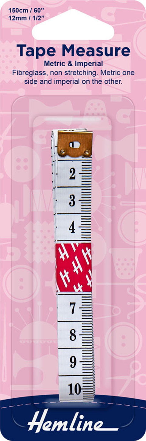 Hemline - Tape Measure Metric & Imperial 12mm x 150cm