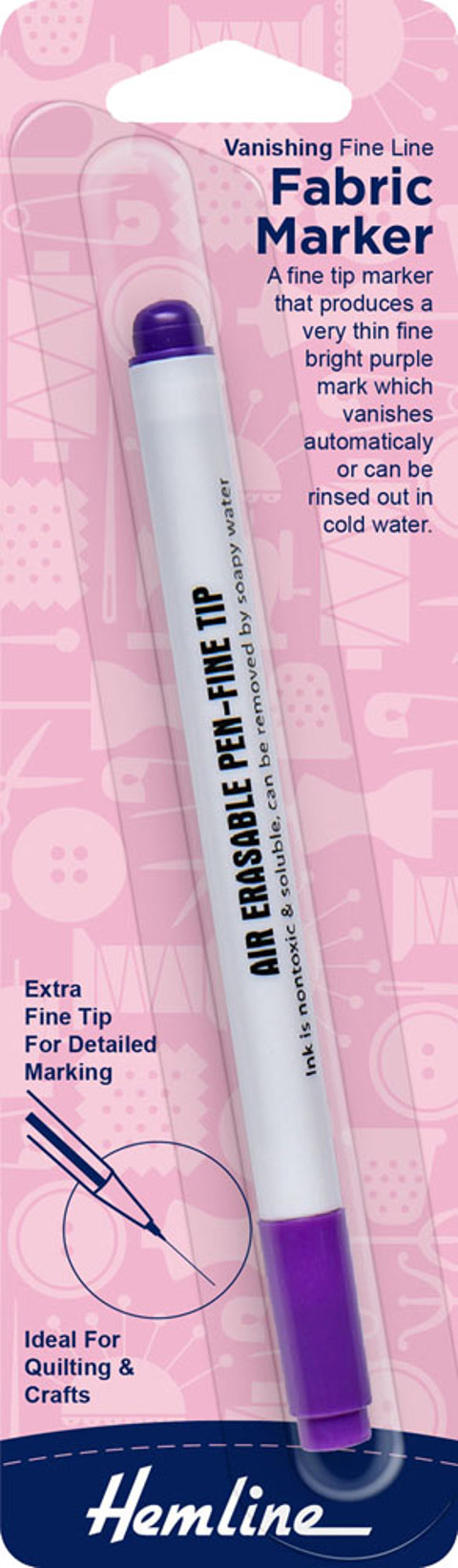 Hemline - Marker Fabric Vanishing Felt Tip Fine - Purple