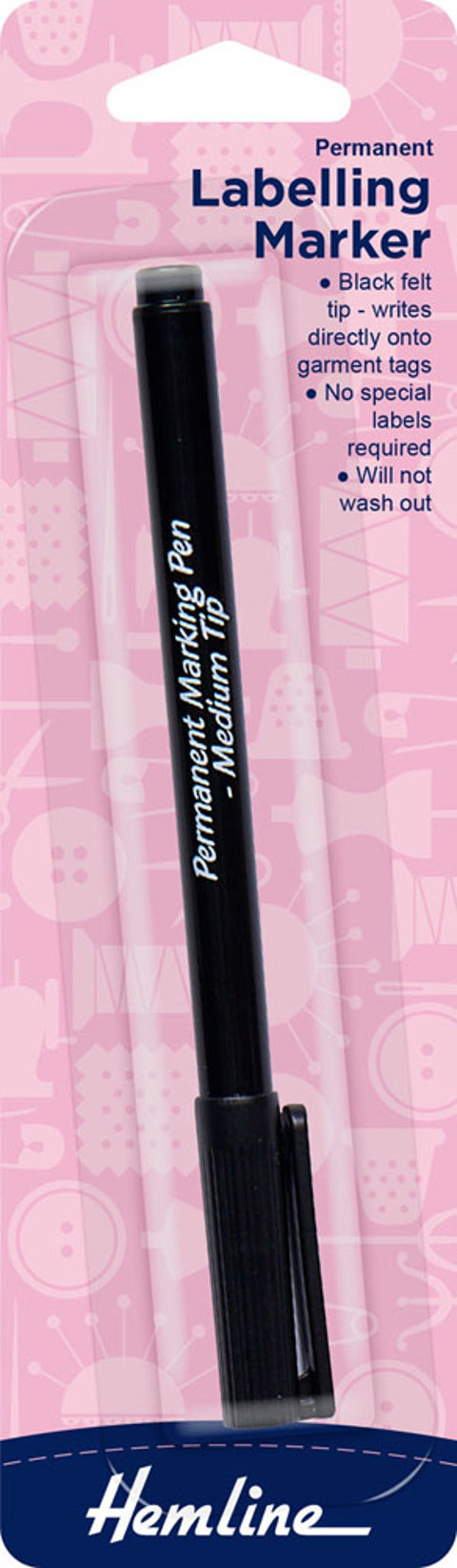 Hemline - Marker Labelling Permanent Felt Tip - Black