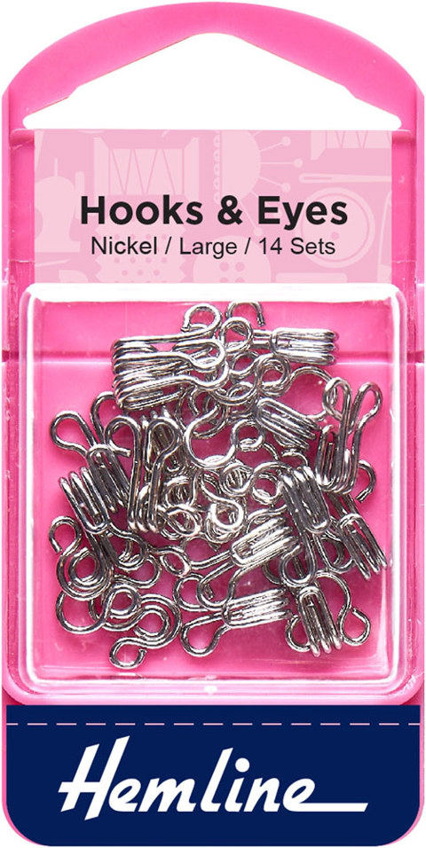 Hemline - Hook & Eye size 3/14 sets - Nickle
