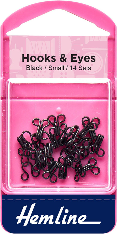 Hemline - Hook & Eye 14 sets size 1 - Black 