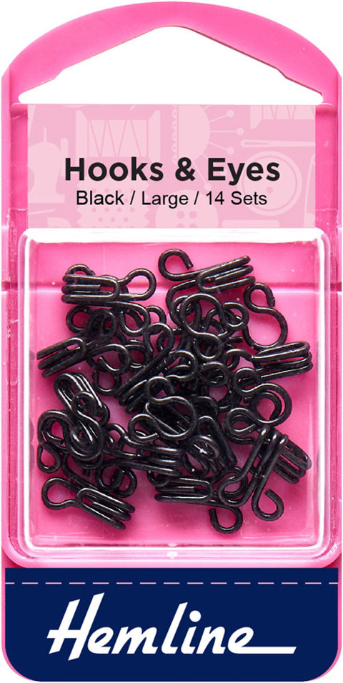 Hemline - Hook & Eye size 3/14 sets - Black 