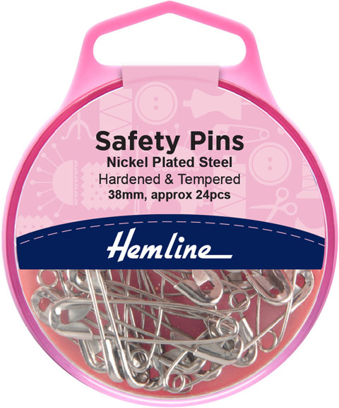 Hemline - Pins Safety Size 2/38mm 24pcs- Nickle