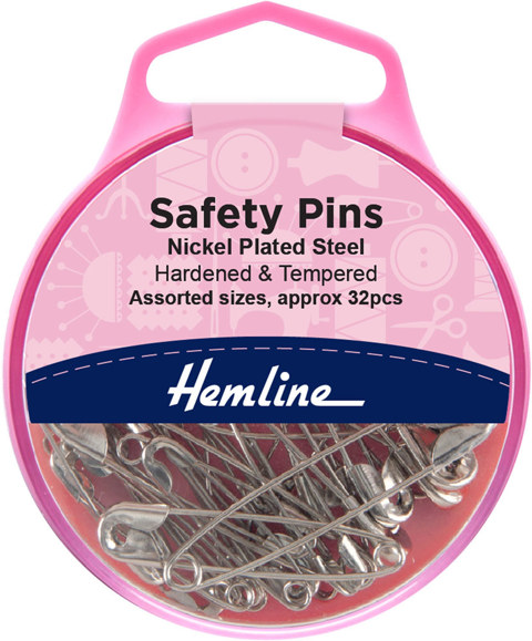 Hemline - Pins Safety Assorted 32pcs - Nickle