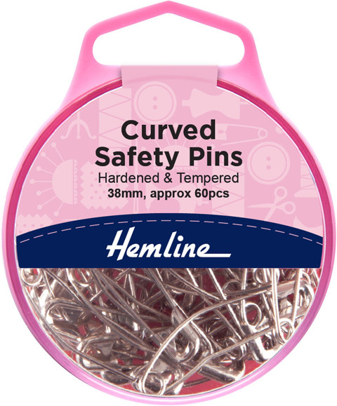 Hemline - Pins Safety Curved Size 2/38mm 60pcs