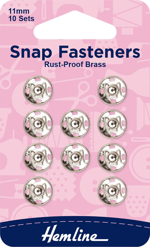 Hemline - Snap Fasteners Metal Sew On 11mm - 10 sets - Nickle 