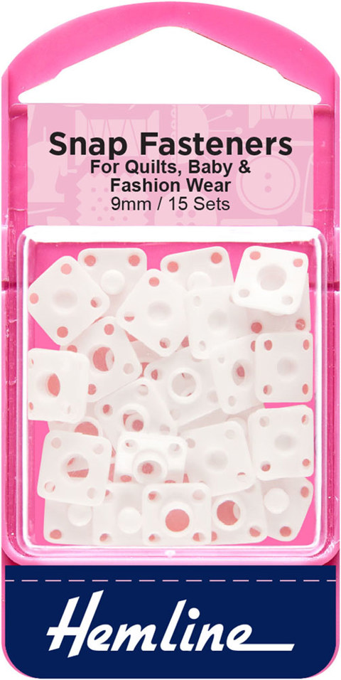 Hemline - Snap Fasteners Plastic Sew On 9mm - 15 sets