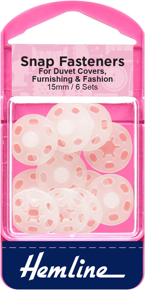 Hemline - Snap Fasteners Plastic Sew On 15mm - 6 sets
