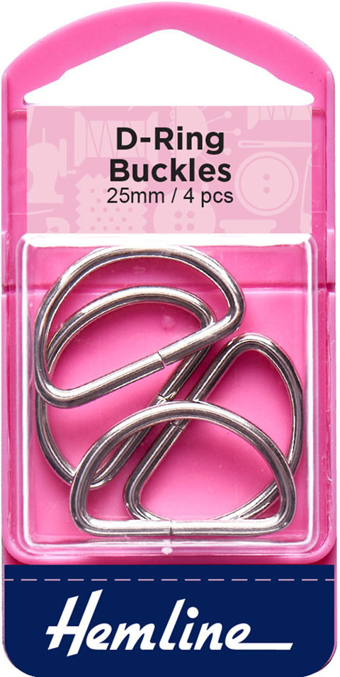 Hemline - Buckle D Rings 25mm 4pcs - Nickle