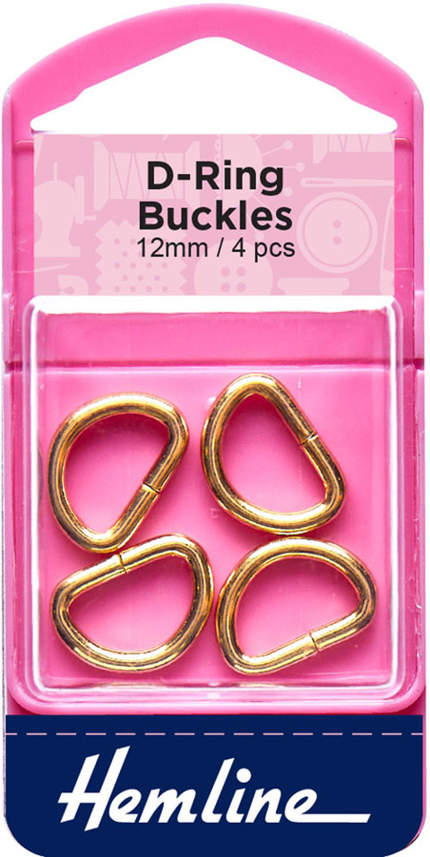 Hemline - Buckle D Rings 12mm 4pcs - Gold
