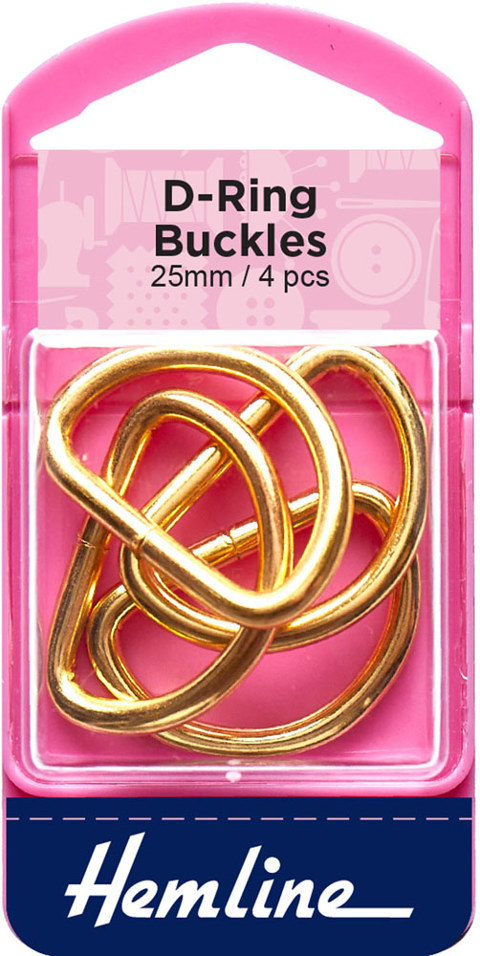 Hemline - Buckle D Rings 25mm 4pcs - Gold