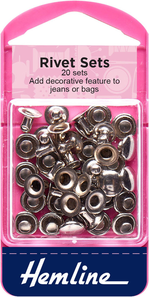 Hemline - Rivet Kit 7mm - 20 sets - Nickle