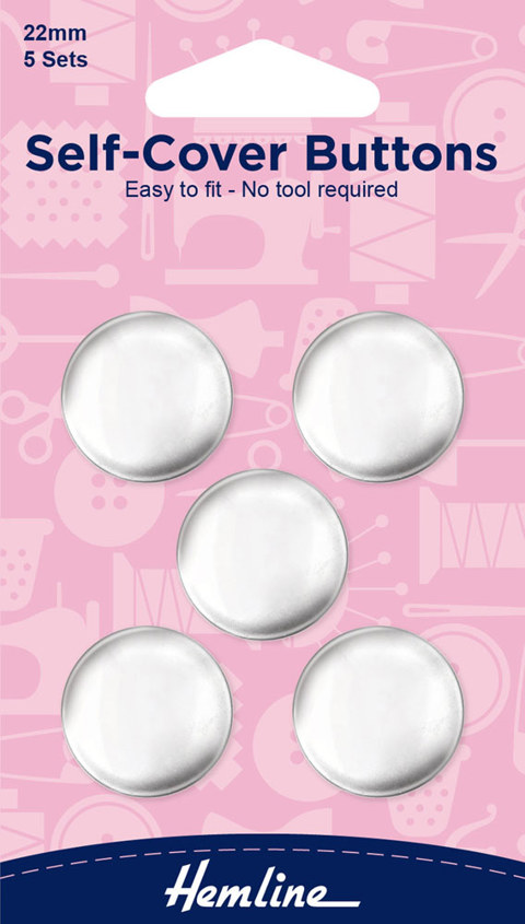 Hemline - Buttons Self Cover Metal 22mm 5 sets - Brass