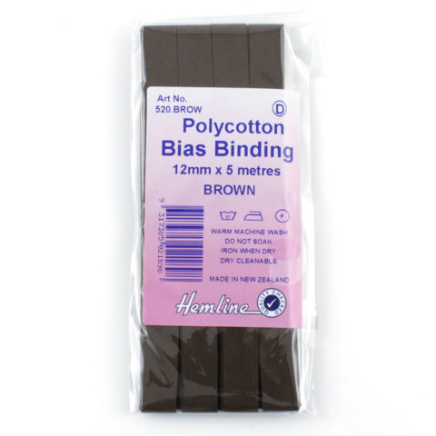 Hemline - Bias Binding 12mm x 5m - Brown