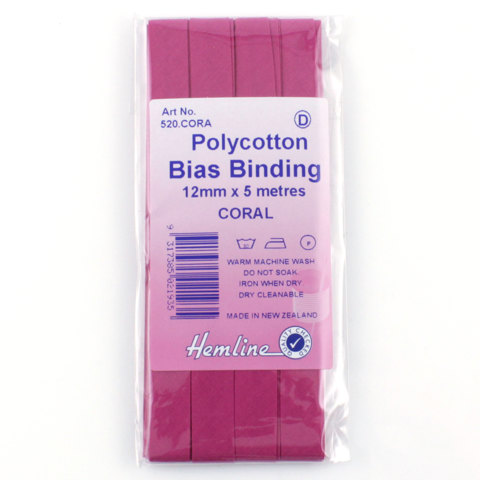 Hemline - Bias Binding 12mm x 5m - Coral