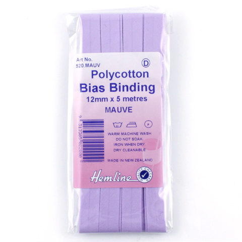 Hemline - Bias Binding 12mm x 5m - Mauve