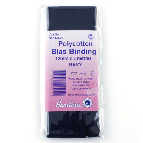Hemline - Bias Binding 12mm x 5m - Navy