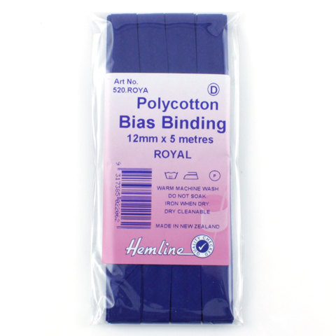 Hemline - Bias Binding 12mm x 5m - Royal
