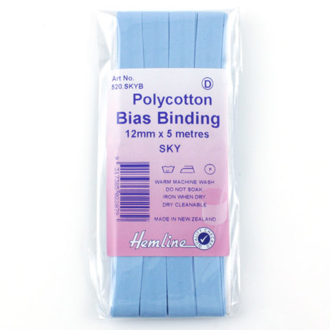 Hemline - Bias Binding 12mm x 5m - Sky Blue