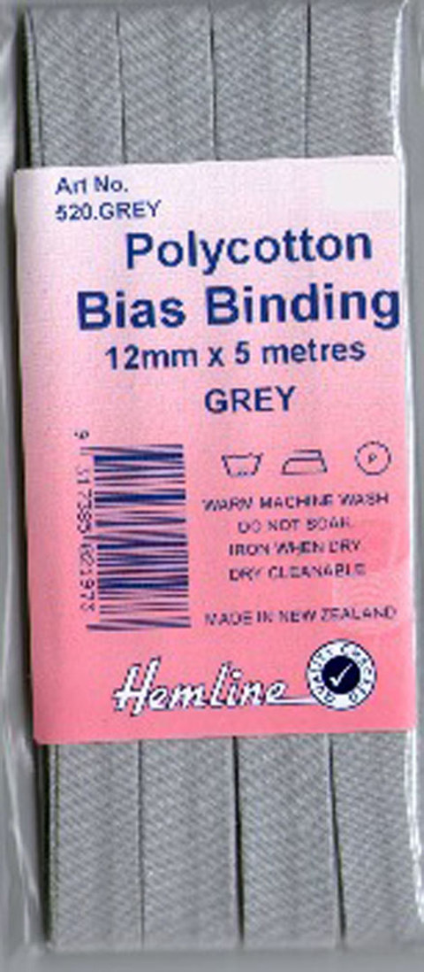 Hemline - Bias Binding 12mm x 5m - Grey