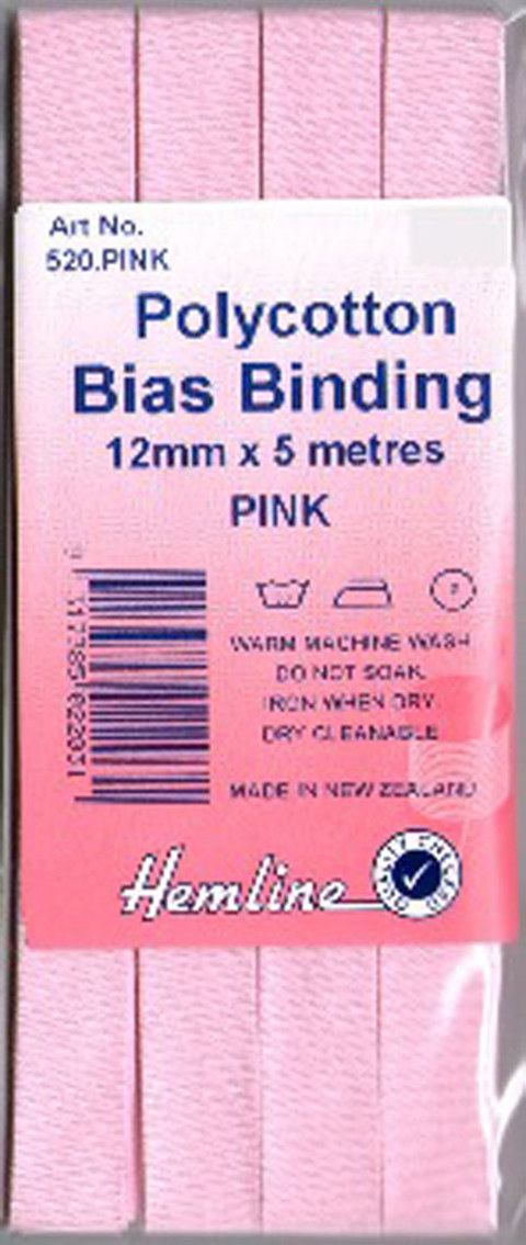Hemline - Bias Binding 12mm x 5m - Pink