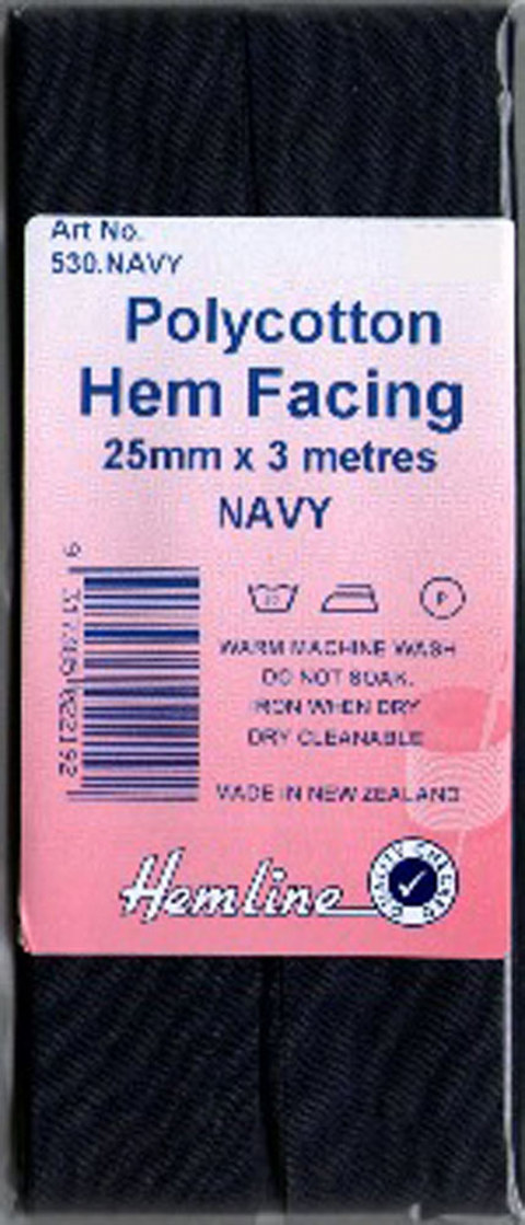 Hemline - Bias Hem Facing 25mm x 3m - Navy