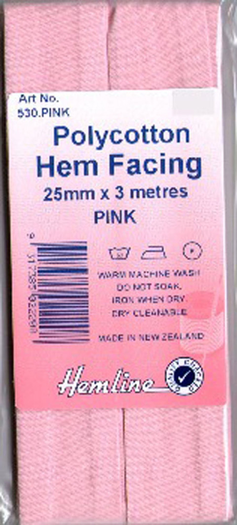 Hemline - Bias Hem Facing 25mm x 3m - Pink