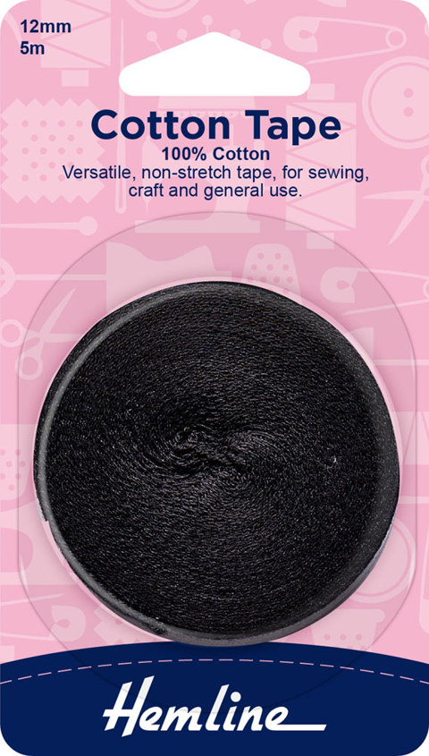 Hemline - Tape Cotton 12mm x 5m - Black