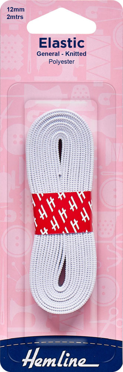 Hemline - Elastic Knitted 12mm x 2m - White